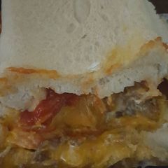 Cheeseburger stuffed bread A picture of Cheeseburger stuffed bread.