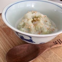 A picture of Pandan green coconut rice dessert (vegan, gluten free).