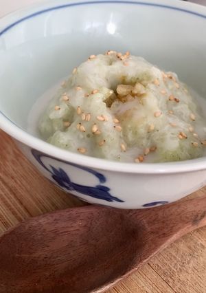 A picture of Pandan green coconut rice dessert (vegan, gluten free).