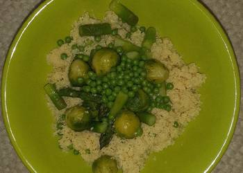 Update, Cooking Recipe Couscous with gorgeous green veggies Vegan Very Delicious