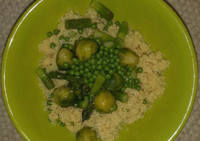 Recipe of Ultimate Couscous with gorgeous green veggies (Vegan)