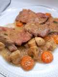 Fricasé de pavo con champiñones