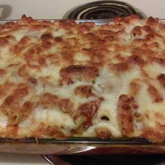 A picture of Mozzarella, Asiago baked rigatoni.
