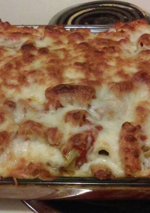 A picture of Mozzarella, Asiago baked rigatoni.