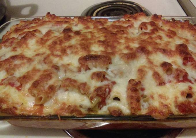 Easiest Way to Prepare Quick Mozzarella, Asiago baked rigatoni