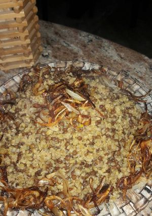 A picture of Mujadara.