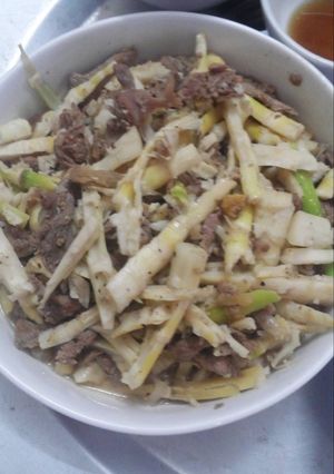 Hình của món Măng trúc xào bò.