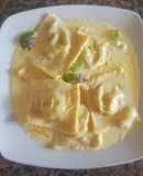 "Súper raviolones" con relleno de langostinos #recetariocamino