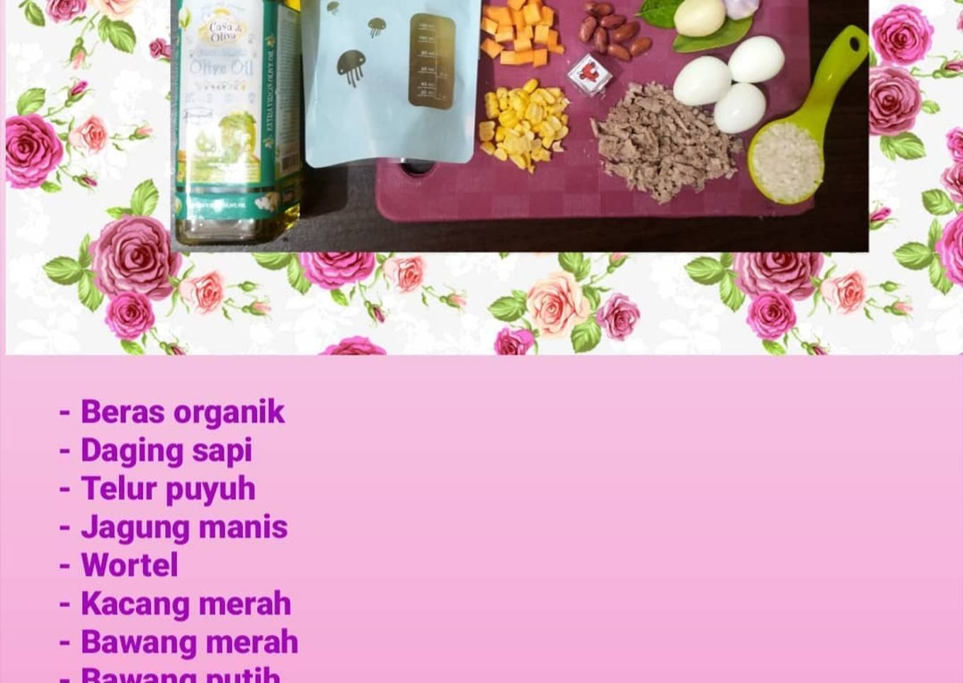Mpasi 6+ (Bubur telur puyuh daging sapi)