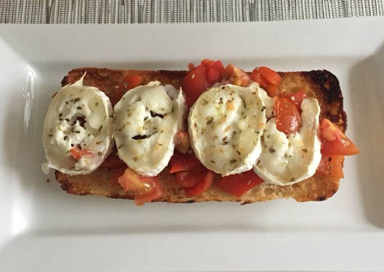 Recipe of Super Quick Homemade Roasted Red Pepper & Goats Cheese Bruschetta