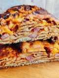 Stuffed Focaccia Roll with Tomato, Ham, and Mozzarella