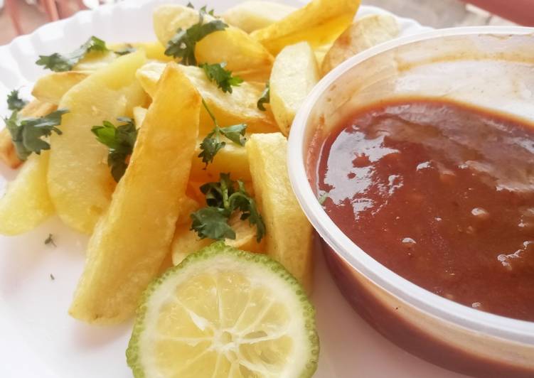 Step-by-Step Guide to Prepare Homemade Potato wedges with tamarind chutney