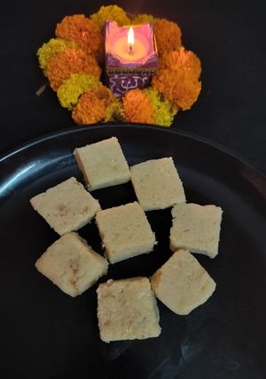 A picture of Panner burfi sandesh.
