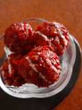 Dusky rose coconut laddoo with pan filling