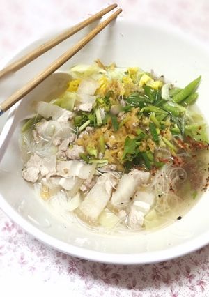 รูปของ ต้มหมี่ขาว (หมูสามชั้น)🐷สูตรชามเดียว รื่นๆโล่งคอ. ต้องจัดๆ