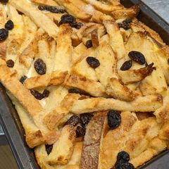 A picture of Leftover Bread crust pudding - bread and butter.