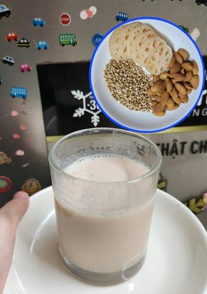 Hình của món Sữa kiều mạch + củ sen + hạnh nhân🧃🧃🧃🥤🥤.