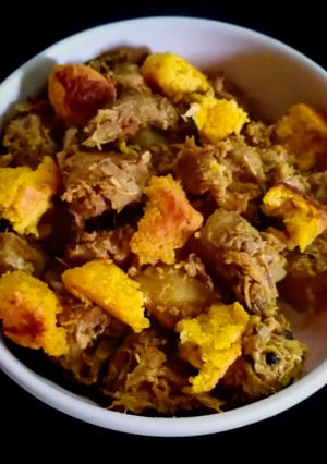 A picture of Mocha Ghonto/Banana flower curry(Bangladesh).