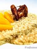 Risotto arancia gamberoni e liquirizia gluten free