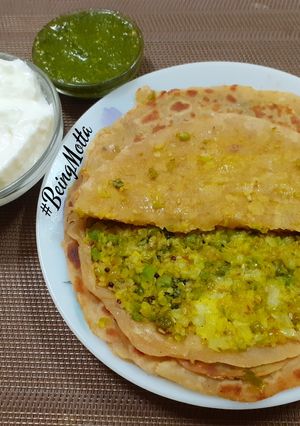 A picture of Stuffed Cauliflower-Tuvar-Matar Paratha.