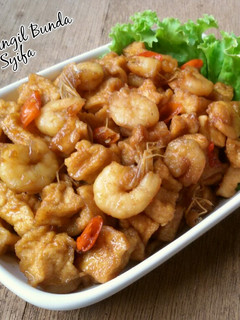 Foto resep Tumis Udang Tahu Pedas Manis