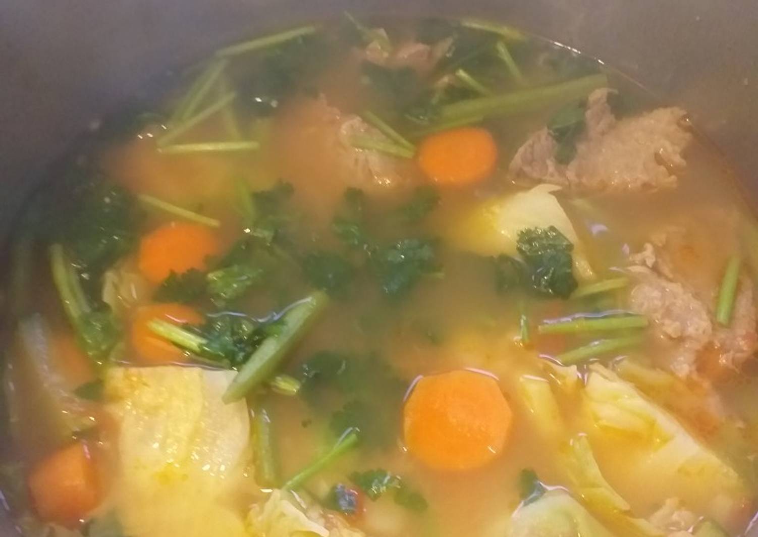 Caldito de res con verduras Low carbs Receta de Felicita Flores/ IG