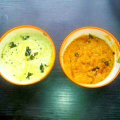 A picture of Southindian chutneys.