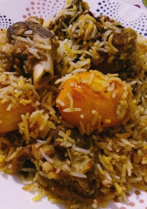 A picture of Mutton Biriyani in Kolkata Style.