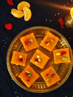 A picture of Besan Orange Barfi.