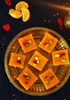 A picture of Besan Orange Barfi.