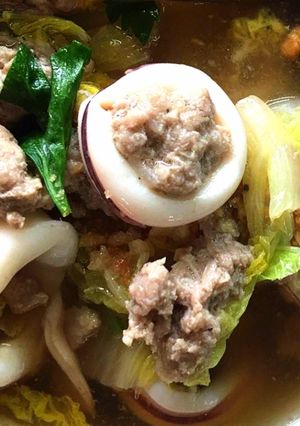 รูปของ แกงจืดผักกาดขาวกับปลาหมึกยัดไส้อกไก่