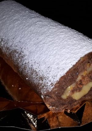 Foto principal de Brazo de gitano de chocolate y crema pastelera 🍊 (de calabaza)