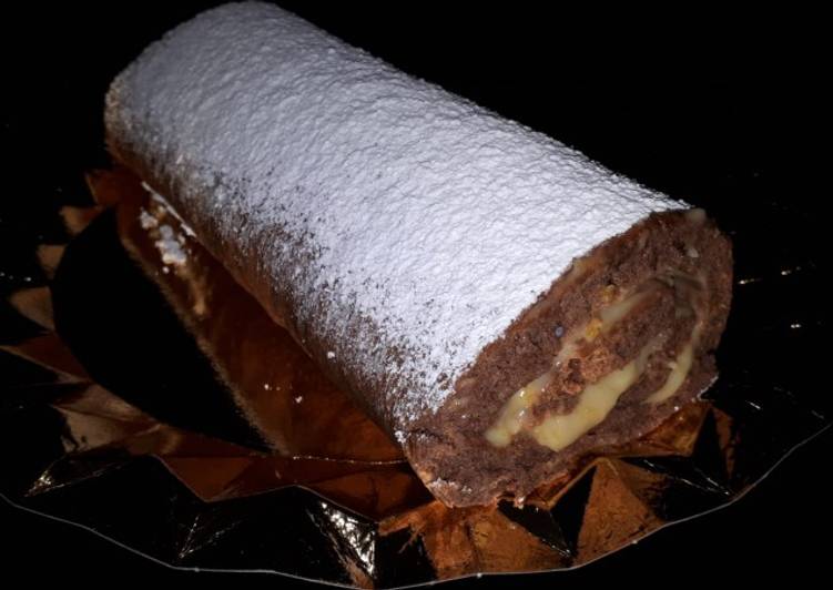 Brazo de gitano de chocolate y crema pastelera 🍊 (de calabaza)