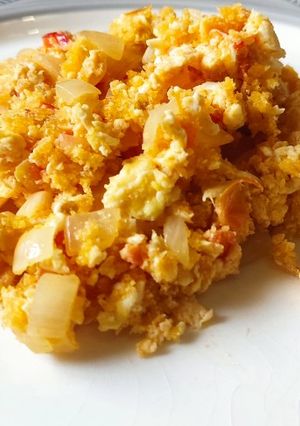 Una foto de Huevos con harina de yuca