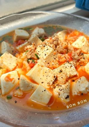 Hình của món Đậu Hũ Non Sốt Tôm Thịt Băm.