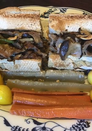 A picture of California Farm Cheese Steak Sandwich.