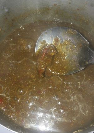 A picture of Dry okra sup with semo.