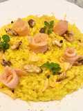 Risotto salmone affumicato, noci tostate e zeste di limone