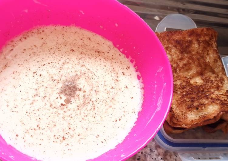 Steps to Prepare Homemade Flavoured milk and french toast 🍞