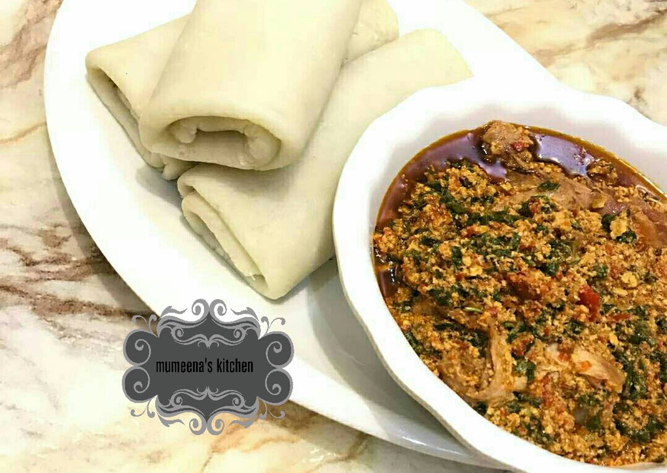 Rolled pounded yam wt egusi soup