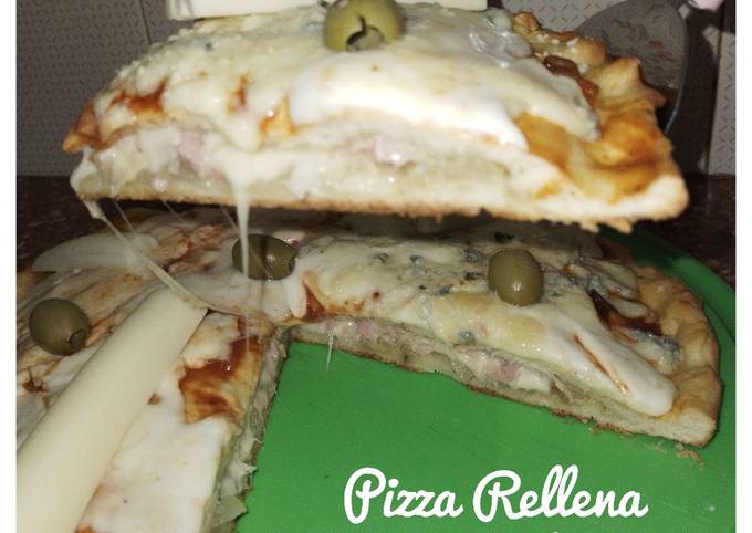 Pizza Rellena 🍕🍻 Cebolla, jamón Cocido y Mozzarella Receta de Andy ...
