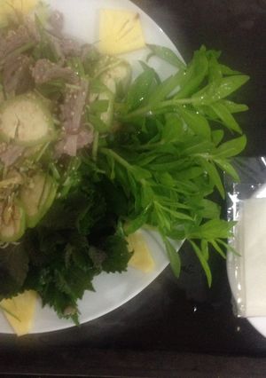 Hình của món Dê tái chanh (chống nắng mùa hè).