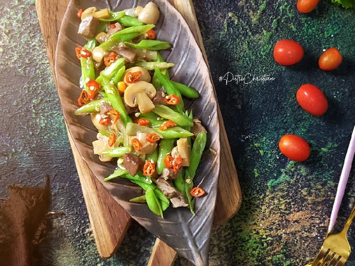 Cara Gampang Membuat Resep Tumis buncis daging Ca Jamur yang Lezat Anti Ribet, Lezat Sekali