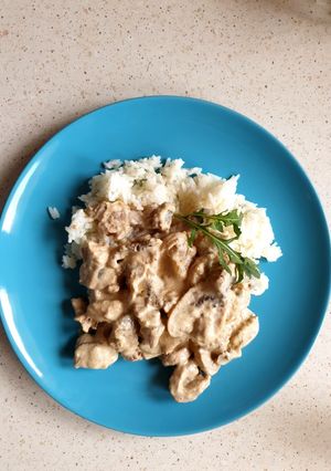 Gombás hagymás tarja recept fotója