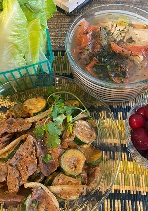 Hình của món Canh cá ngót, squash xào thịt bò.