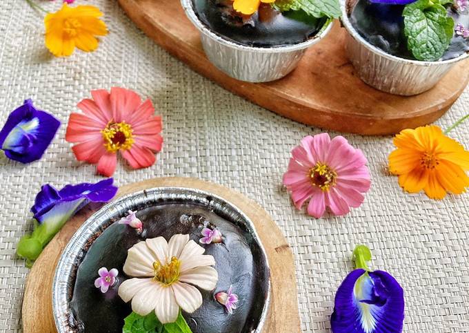 Chocolate Almond Cup Cake with Edible Flowers - non gluten