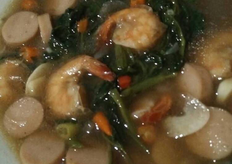 Resep Cah Kangkung Saos Tiram Udang &amp; Sosis Anti Gagal