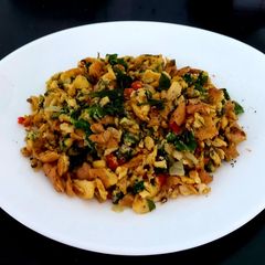 A picture of Scrambled Egg,Kale,Parsley Healthy Breakfast #Kitchenwordsearch.