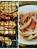 Tôm tích hấp, thịt nướng