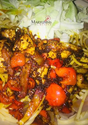 A picture of PASTA AND PALMOIL LEMON CHICKEN SAUCE🌶 by maryumms_cuisine🌸.
